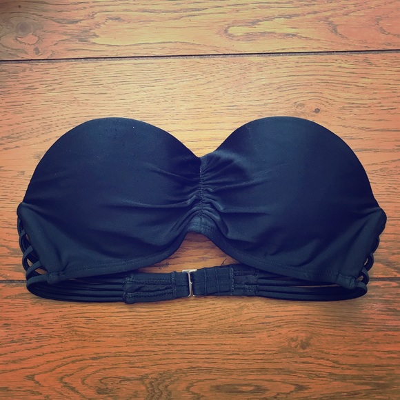 black strapless bathing suit top